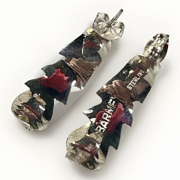 New Navajo Allen Barney Sterling Silver Pink Opal Feather Earrings Native SW - Picture 9 of 14